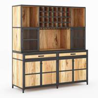 Nouvelles tables de bar extensibles et pliables en bois de manguier massif, style antique, armoires de salle à manger modernes, 4 boîtes de rangement, tiroirs, poignée en fer