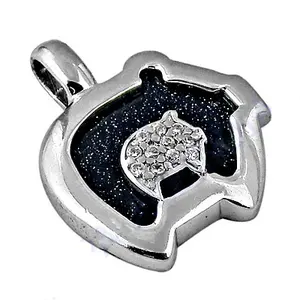 Collar con Colgante de Cabeza de Caballo Geométrico Plateado de Moda para Mujer, Diseño de Cadena con Piedra Azul Chapada en Oro - Product Image 2