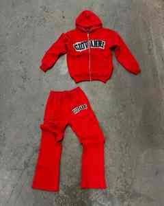 Chándal de hombre de alta calidad, conjuntos de dos piezas con estampado de logotipo personalizado, ropa de calle de invierno, conjunto de joggers apilados, chándales acampanados - Product Image 5