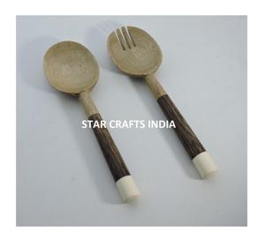 Precio al por mayor, juego de servidor de ensalada de madera y resina para uso regular, cuchara, tenedor, herramienta para servir, vajilla, juego de cubiertos - Product Image 1
