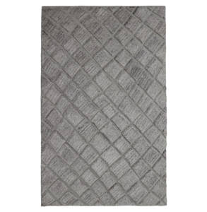 Alfombra Moderna de Diseño Geométrico Reversible, Tejida a Mano, de Lana de Pelo Alto, Delgada y Acolchada, con Patrón de Diamantes Grises Sólidos y Grabado 3D para el Hogar - Product Image 1