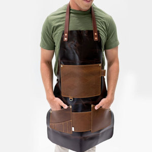 Tablier de cuisinier en cuir bon marché avec logo personnalisé pour hommes Tablier de cuisinier en cuir souple de bonne qualité - Product Image 3