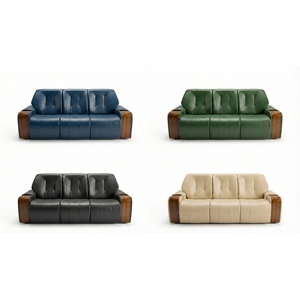 Canapé de bureau de luxe 2026 en similicuir Baron, trois places, accoudoirs en bois, pour la vente en gros - Product Image 2