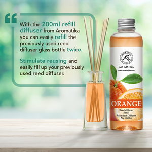 Recharge pour diffuseur d'arômes naturels Aromatika à l'orange, 200 ml, liquide, parfum d'ambiance longue durée, huile pour diffuseur à bâtonnets pour la maison et le bureau - Product Image 2