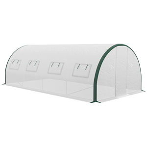 Invernadero Outsunny Tunnel 6x3 m con 2 Entradas y 8 Ventanas, en PE, Poliéster y Acero Galvanizado, Blanco y Verde - Product Image 1