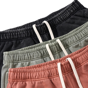 Custom Size <b>Men's</b> Vintage Distressed Acid Washed <b>Shorts</b> Eco-Friendly Solid Pattern Streetwear Jogging for <b>Man</b> Sun Faded Style - Product Image 2