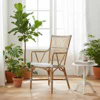 Chaise élégante en rotin faite à la main Mobilier d'extérieur naturel élégant pour Villa Park & Salle à manger Home Decor