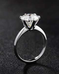 แหวนหมั้นเพชรโมอิสกลม10มม. สีทองหรือสีเงิน | เครื่องประดับงานแต่งงานแบบคลาสสิก - Product Image 3