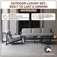 Ensemble de meubles de patio modernes en aluminium, résistants à l'eau, durables, pour hôtels et restaurants, certifiés RoHS, vente en gros sur mesure