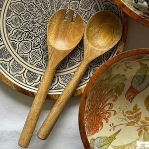 Dessus de table de cuisine fait à la main de haute qualité belle qualité bois naturel fini acacia manguier bois émail derniers ensembles de couverts de conception - Product Image 2