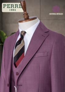 Men's Purple Viscose/Polyester Blend Three-Piece <b>Suit</b> Double Breasted Mandarin Collar Business Formal Wear Plus Size - Product Image 3