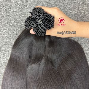 Extensions de cheveux humains vierges alignés sur les cuticules Micro Links Extensions de cheveux Cabello Humuno I Bouclés et ondulés droits - Product Image 2