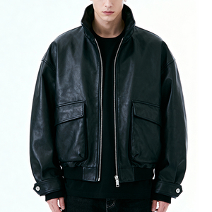 <b>Top</b> Trending Men's Genuine <b>Leather</b> <b>High</b> Street Racing Streetwear Winter Jacket-Waterproof & Breathable OEM Service - Product Image 1