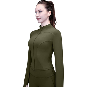 Activity Wear Top Full Zip <b>Jacket</b> Women Lightweight Stretchy <b>Yoga</b> Training Soft Comfort Nylon Spandex Fabric - Product Image 1