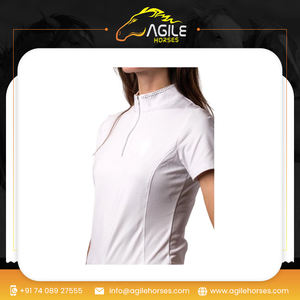 Camisa de equitación Capa base Polo ecuestre Mujeres Niños En Camisa de equitación de tela técnica de secado rápido de la India - Product Image 6