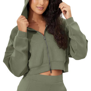 Sudadera con capucha recortada para mujer con impresión de logotipo personalizado OEM ODM ropa informal fabricante directo de fábrica - Product Image 1