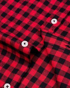 Venta al por mayor 2025 logotipo personalizado y diseño de los hombres de ajuste regular bolsillo Rojo Negro caja de manga larga Camisa de franela a cuadros precio razonable - Product Image 6