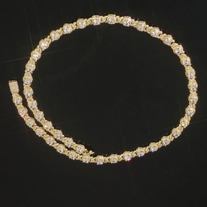 Iced Out Hip Hop Moissanite Diamond Tennis <b>Chain</b> <b>Necklace</b> <b>Gold</b> Plated Bling Jewelry for Men Women for Wedding Anniversary Gift - Product Image 2