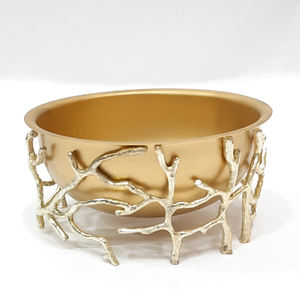 Golden Plated Round Shape Decorative <b>Bowl</b> Stainless Steel Aluminum Metal High Standard Ceramic Free <b>Bowl</b> - Product Image 1