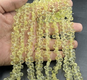 Lemon Quartz Yellow Faceted Drops High Quality for <b>Necklace</b> Making - Product Image 3