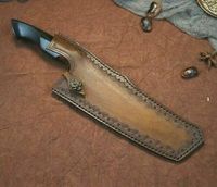 Couteau de chef en acier Damas artisanal Steel Craft International, lame de 6 à 7,9 pouces, manche en bois Pakka, étui en cuir, cuisine écologique