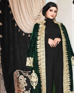 Lo último y elegante vestido maxi de una pieza de tela de terciopelo con bordado personalizado decoraciones de encaje con cremallera para adultos y niñas - Product Image 6