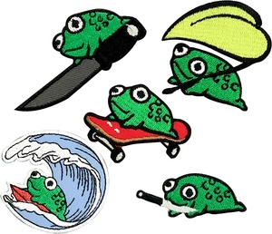 <b>Frog</b> Style Embroidery Patch Twill Fabric High Quality Custom Design Handmade Excellent Low-Price Unique Design Embroidery Patch - Product Image 5