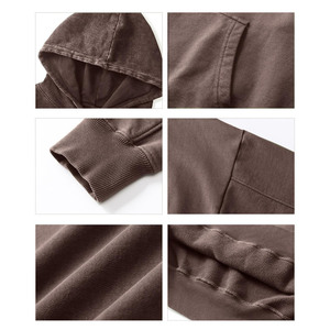 Ropa de calle 100% algodón sudaderas con capucha de peso pesado para hombre lavado con ácido Crop de gran tamaño desgastado Unisex de manga completa sudaderas con capucha - Product Image 6