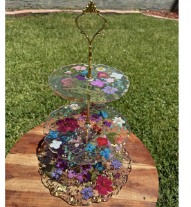 Support à gâteau en résine de qualité supérieure, support à gâteau à trois étages en résine pour servir, plateau rond avec support à gâteau en résine époxy d'Inde - Product Image 2