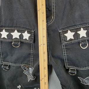 Women's Hot Top Emo Gothic Flared STARS Punk Pants <b>Black</b> Cargo Contrast Stitching 2026 - Product Image 4