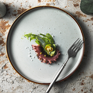 Assiette à dîner unique en céramique plate <span class=keywords><strong>italienne</strong></span>, style japonais, avec glaçure tachetée, en <span class=keywords><strong>porcelaine</strong></span> grise, 7,5/9,5/12 pouces - Product Image 1