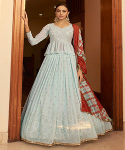 Fancy Georgette secuencia trabajo lehenga choli con ropa de fiesta dupatta precio al por mayor Ropa Étnica Fabricación de Surat - Product Image 5