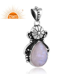 Último diseño plata esterlina oxidada Natural Arco Iris Luna piedra preciosa colgante personalizado joyería fabricante - Product Image 2