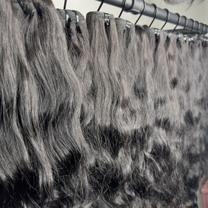 Extensions de cheveux humains indiens gris naturels, qualité supérieure, 100% vierges, cuticules alignées, lisses, double trame, fabrication à la machine, vente en gros - Product Image 3