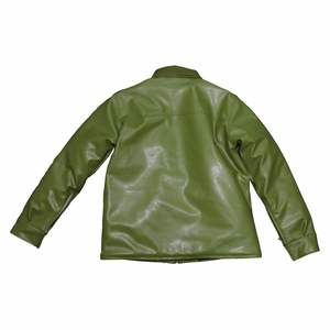 Blouson en similicuir vert pour homme Blouson en cuir PU vert pour homme avec fermeture éclair frontale - Product Image 4