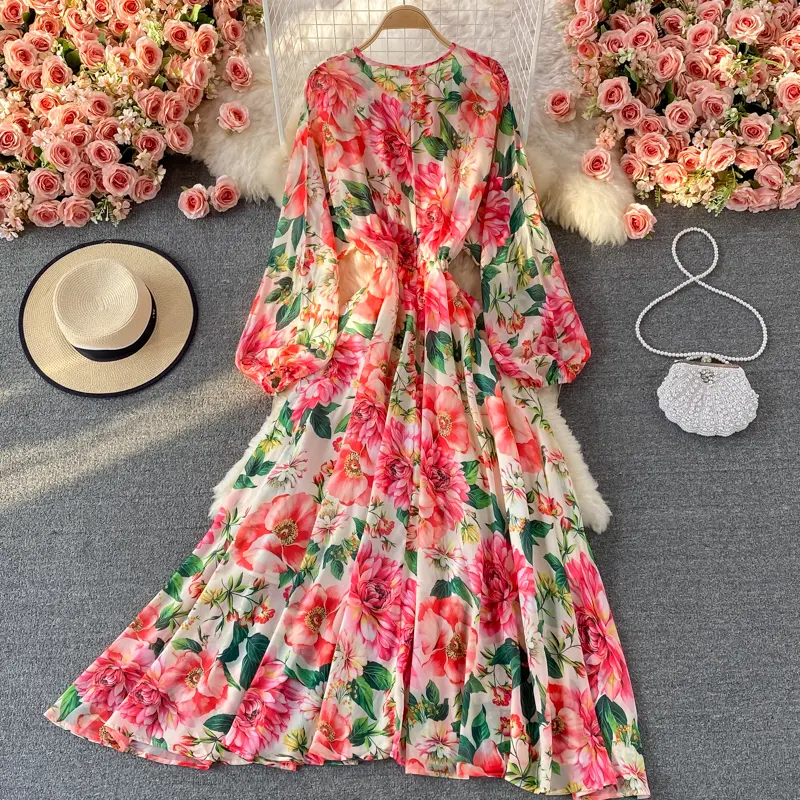 rose chiffon dress