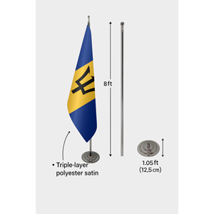 Drapeau d'intérieur officiel de la Barbade 3x5 pieds, imprimé numériquement en polyester, avec mât en aluminium pour l'assurance automobile, l'éducation et les agences de voyage - Product Image 6