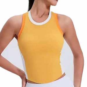Breathable Wholesale Custom High Quality OEM <b>Women</b> Contrast Color Sports <b>Vest</b> Workout Sleeveless Running Fitness Crop Tank <b>Top</b> - Product Image 1