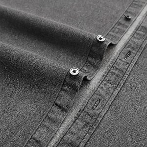 Vaqueros de gran tamaño lavados con ácido Vintage para hombre, Camisa vaquera con bolsillos dobles en el pecho, ropa de abrigo transpirable en blanco 100% algodón, manga corta - Product Image 5