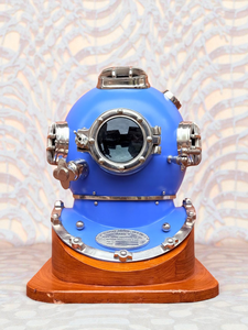 Casco de Buceo Vintage de Latón Azul Cielo, Pieza Decorativa |   Casco de Buceo Náutico Antiguo para Aguas Profundas - Product Image 5
