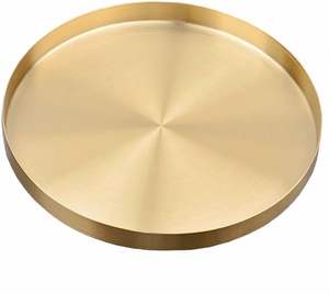 Plateaux en acier inoxydable poli décor à la maison ustensiles de cuisine plateau en métal servant ottoman vanité parfum affichage cadeau plateaux à biscuits - Product Image 6