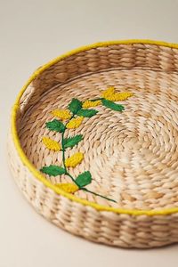 Bandeja de servicio tejida de jacinto de agua de estilo tradicional, cestas de almacenamiento para decoración del hogar con diferentes tamaños para regalos - Product Image 2