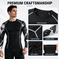 Rashguard personnalisé pour homme, 4 pièces/ensemble, Spandex/Polyester, manches longues, séchage rapide, vêtements de sport