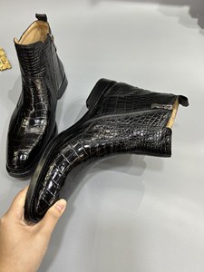 Elegantes Botas Chelsea Personalizadas 100% <span class=keywords><strong>de</strong></span> Piel <span class=keywords><strong>de</strong></span> Cocodrilo para Hombre, Zapatos Formales <span class=keywords><strong>de</strong></span> Tobillo Alto <span class=keywords><strong>con</strong></span> Hebillas - Product Image 5