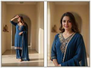 Ropa Étnica de Georgette con Trabajo Pesado Hecho a Mano, Directo de Fábrica, OEM/ODM, para Boutiques y Tiendas en Línea - Product Image 6