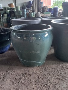 [Leo Nguyen Le] - Juego de 2 Macetas Grandes de Cerámica Azul Glaseado para Plantas Gigantes, para Jardín Exterior e Interior - Product Image 3