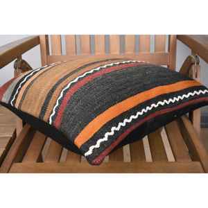Brown Wool Kilim Pillow 18x18 Inch Luxury <b>Fluffy</b> Patterned Cushion Woven Vintage Square Print Feather for <b>Bedding</b> Christmas - Product Image 4