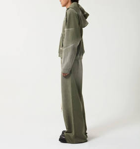 ชุดวอร์มสำหรับผู้ชายโอเวอร์ไซส์400gsm ผ้าเฟรนช์เทอร์รี่ทรงหลวมมีฮู้ดซีดซีดจางแนววินเทจ - Product Image 3