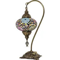 Lampe de bureau en mosaïque turque rustique faite à la main, LED, pour abat-jour en verre teinté, finition bronze, CRI 95 élevé, taille moyenne, chambre à coucher, CE