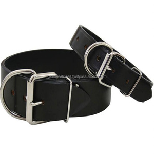 Collar de piel auténtica para perro y mascota, accesorio grueso y resistente, extra ancho, de calidad Superior, negro o marrón, 100% - Product Image 4